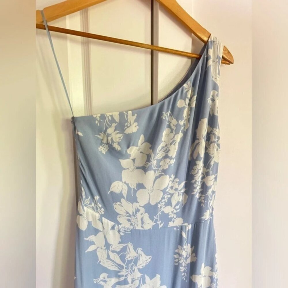 NEW Reformation Evelyn Maxi Dress One Shoulder Side Slit Aliso Blue Floral sz 2 - Picture 13 of 15